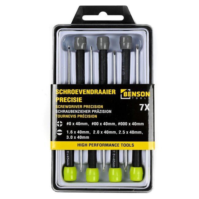 Benson 7-delige precisie schroevendraaierset - kruiskop en platkop - ideaal voor delicate klussen