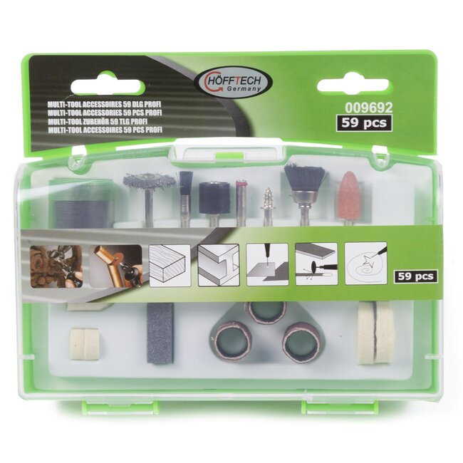 Hofftech 59-delige multitoolset - polijsten en slijpen - precisiewerk - kunststof box