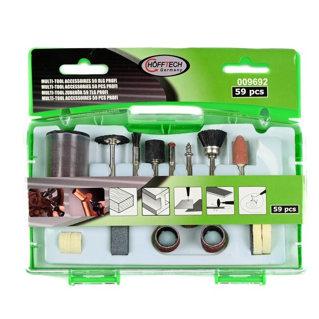 Hofftech 59-delige multitoolset - polijsten en slijpen - precisiewerk - kunststof box