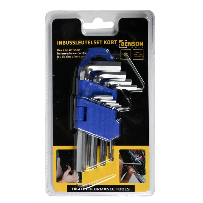 Benson Professionele inbussleutelset - kort - 9 delig - staal - 1.5-10 mm