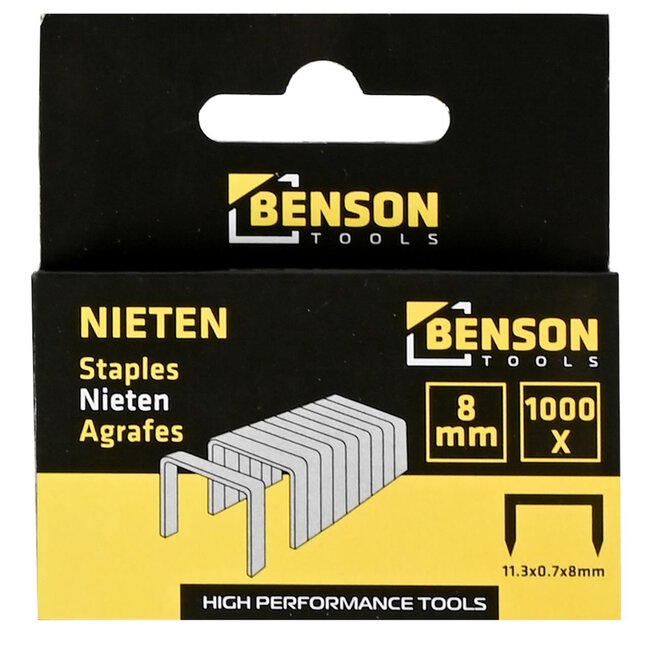 Benson Nietjes - Verzinkt fijn draad - 11.3 mm breed - 8 mm lang - 1000 stuks