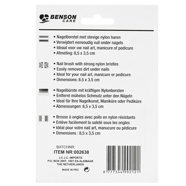 Benson Set nagelborstels - stevig - plastic handvat - 8 cm - 2 stuks