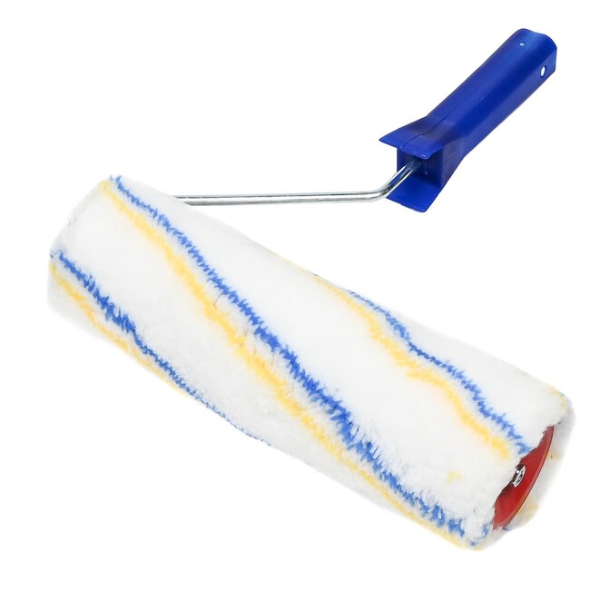 Benson Vachtroller met beugel - 22 x 25 cm - voor semi-gladde tot ruwe oppervlakken - blauw handvat