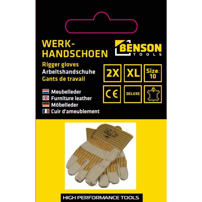 Benson Werkhandschoen deluxe - meubelleder - maat 11 - paar - extra polsbescherming