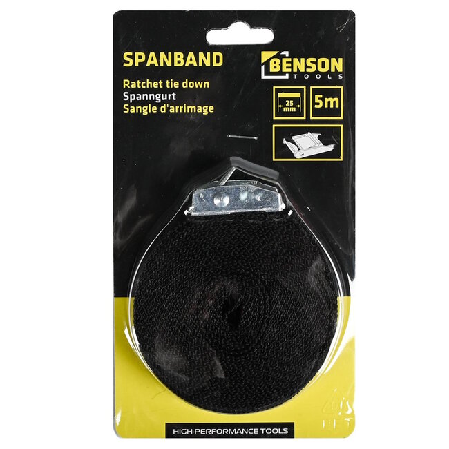 Benson Spanband met snelsluiting - 5 meter - rood/zwart - hoogwaardig nylon - TüV/GS keurmerk