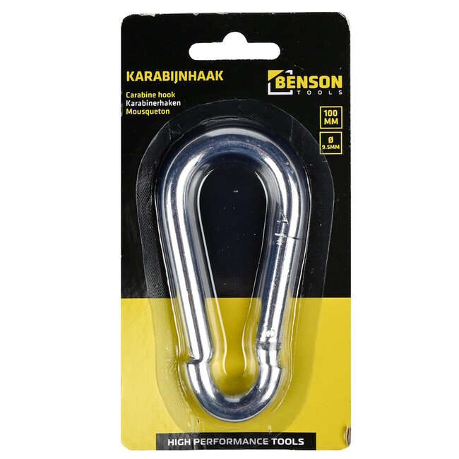 Benson Karabijnhaak - Verzinkt Staal - Verende Sluiting - 10 x 100 mm