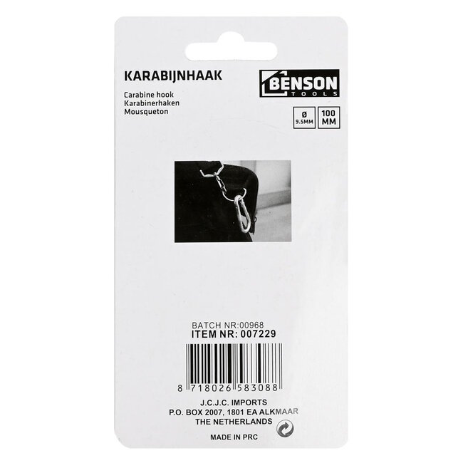 Benson Karabijnhaak - Verzinkt Staal - Verende Sluiting - 10 x 100 mm