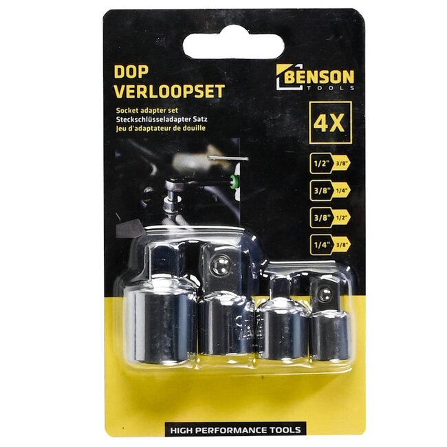 Benson Verloopadapterset - Verchroomd staal - 4-delig - Baldruk voor perfecte pasvorm