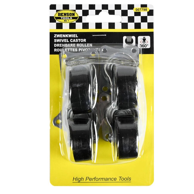 Benson Zwenkwielen - Ø 40 mm - Zwart - Max. belasting 25 kg - Set van 4