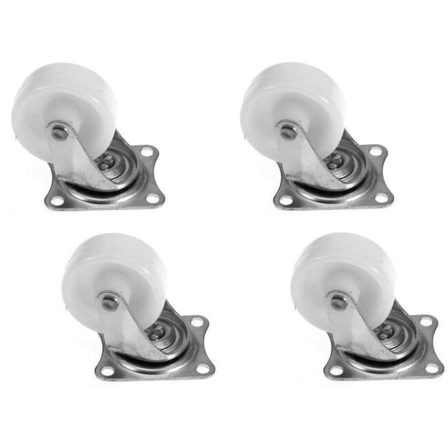 Benson Set van 4 zwenkwielen - 50 mm - wit - draagvermogen 30 kg