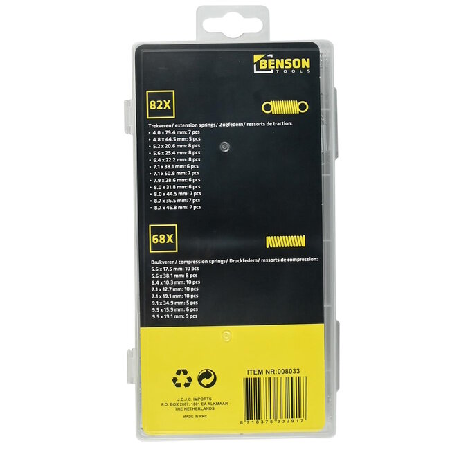 Benson Trekveren en drukveren set - 150-delig - 92 maten - duurzame materialen - handige opbergdoos