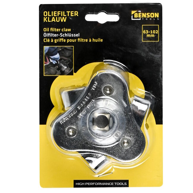 Benson Verstelbare oliefiltersleutel - 3-armig klauwmodel - Ø 63-102 mm