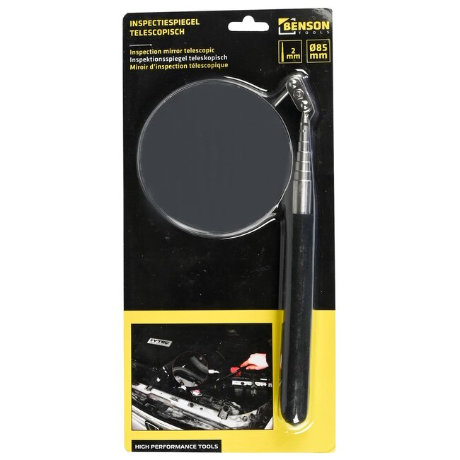 Benson Telescopische inspectiespiegel - Ø 85 mm - Dubbel kogelgewricht - Antislip handvat - Zilver
