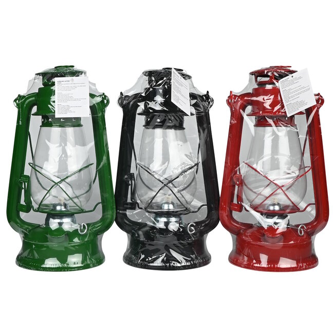 Hofftech Klassieke stormlantaarn - hittebestendig glas - zilverkleurig - 30 cm