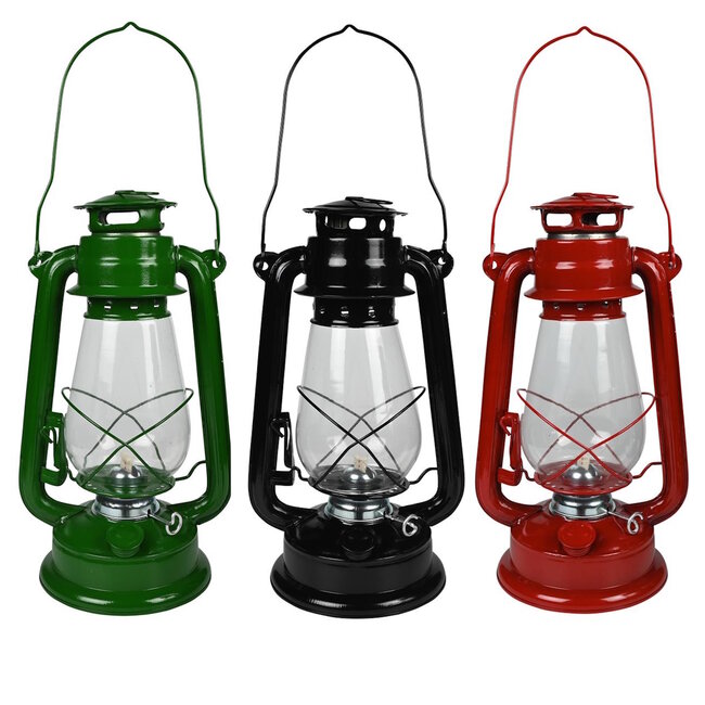 Hofftech Klassieke stormlantaarn - hittebestendig glas - zilverkleurig - 30 cm