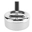 Benson Roterende metalen asbak - druk en draai - zilver - Ø 9 cm
