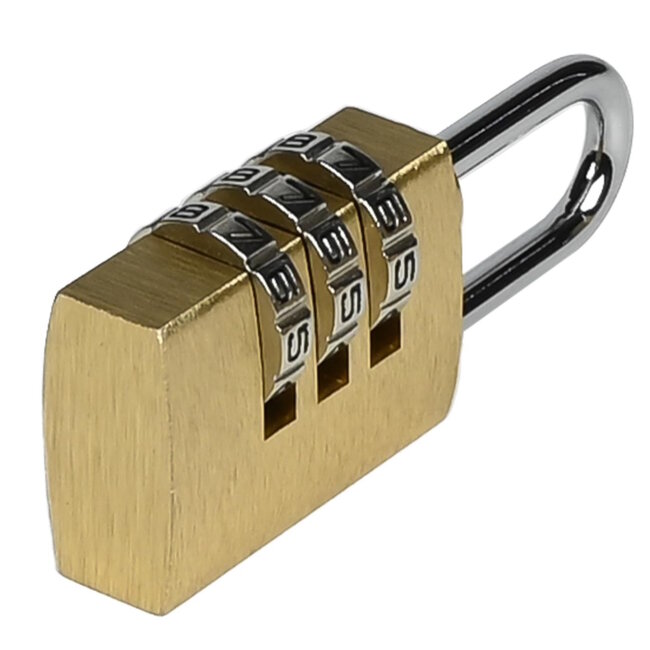 Tri-Circle Compact hangslot - Driecijferige code - Messing - 20 mm