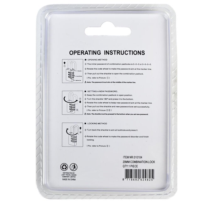 Tri-Circle Compact hangslot - Driecijferige code - Messing - 20 mm