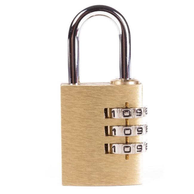 Tri-Circle Set van 10 compacte hangsloten met cijfercode - 30 mm - messing en staal