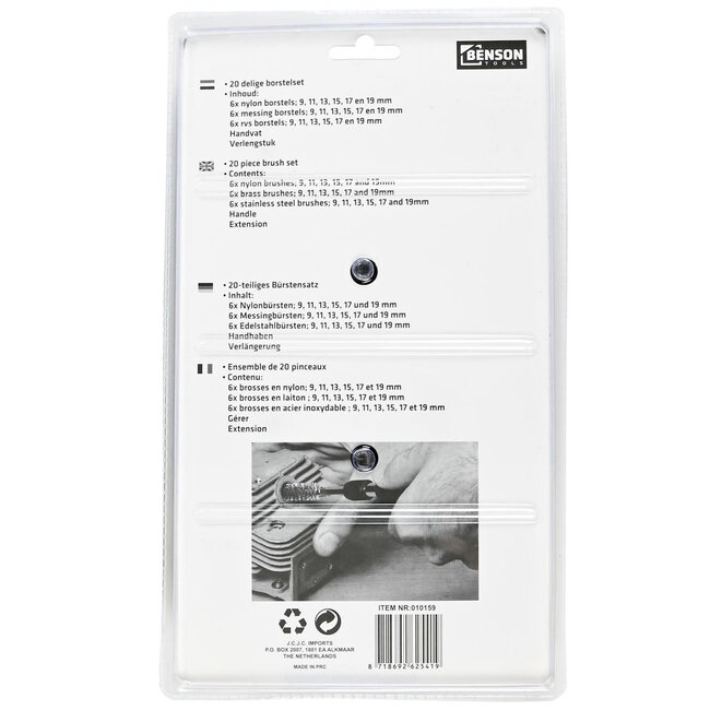 Hofftech Borstelset - Nylon, Staal en Messing - 18-delig - Verschillende Maten