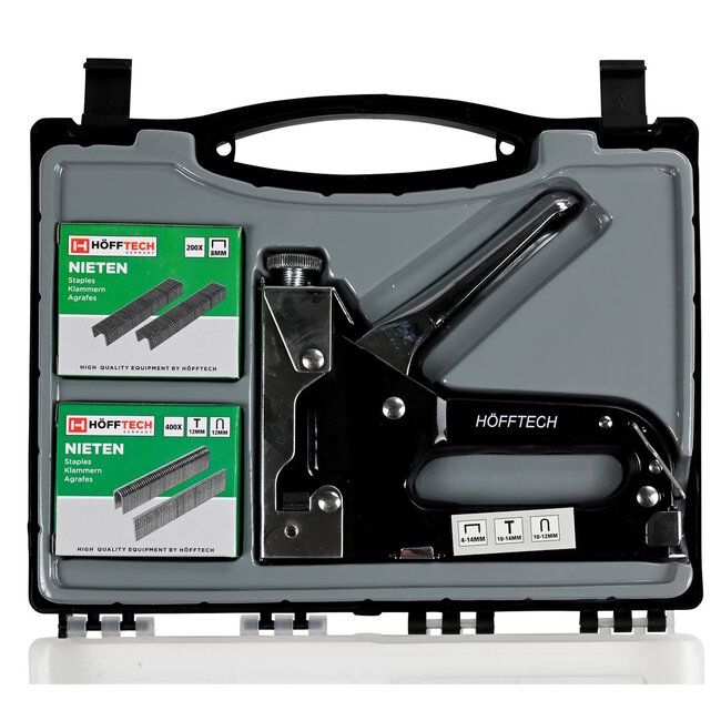 Hofftech Veelzijdige handtacker set - Inclusief 3 soorten nietjes en opbergkoffer