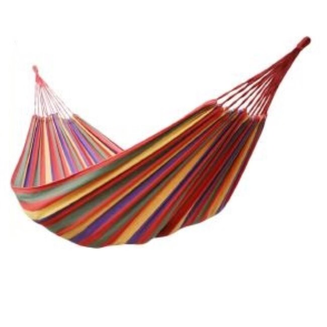 Benson Rood gestreepte hangmat - 1 persoons - Inclusief opbergzak - 200 × 100 cm - Max 150 kg