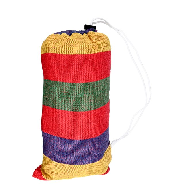 Benson Rood gestreepte hangmat - 1 persoons - Inclusief opbergzak - 200 × 100 cm - Max 150 kg