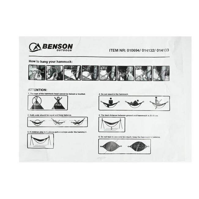 Benson Rood gestreepte hangmat - 1 persoons - Inclusief opbergzak - 200 × 100 cm - Max 150 kg