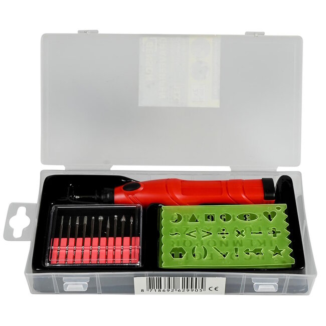 Benson Graveerpen met Accessoires - Inclusief Letter- en Cijfersjabloon - Werkt op AAA Batterijen