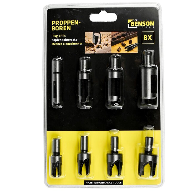 Hofftech Proppenboor set - Rechte en tapse boren - 8-delig - 6 t/m 22 mm