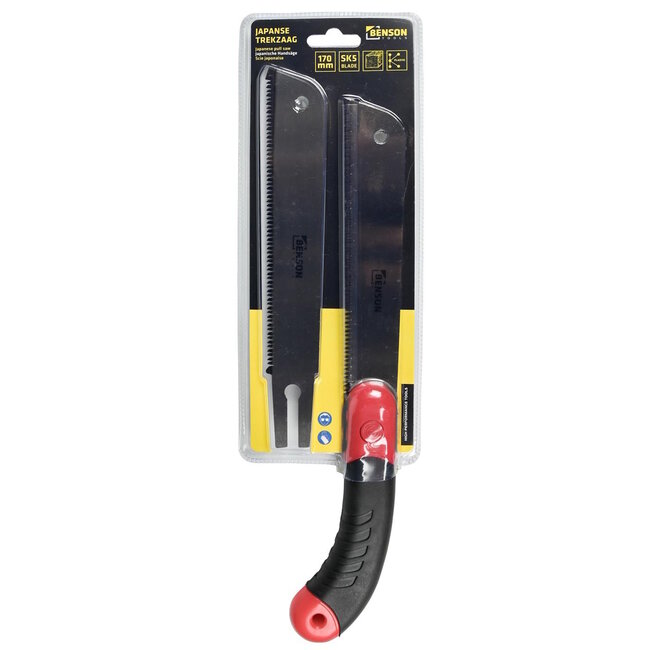 Benson Japanse trekzaag - Fijn en grof zaagblad - 34.5 cm - sK5 staal - Comfortabele handgreep