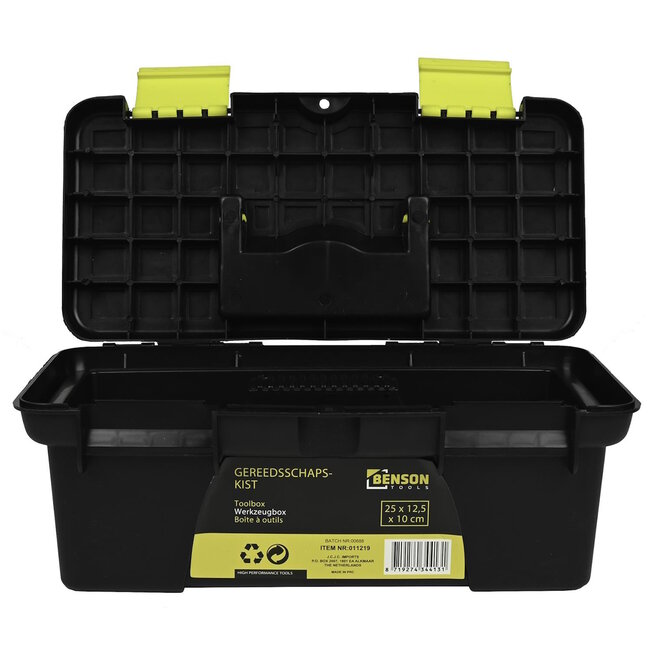 Benson Compacte gereedschapskist - lichtgewicht - 25 x 12,5 x 10 cm - zwart/geel