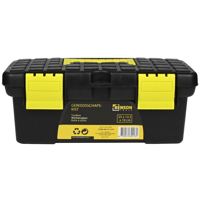 Benson Compacte gereedschapskist - lichtgewicht - 25 x 12,5 x 10 cm - zwart/geel