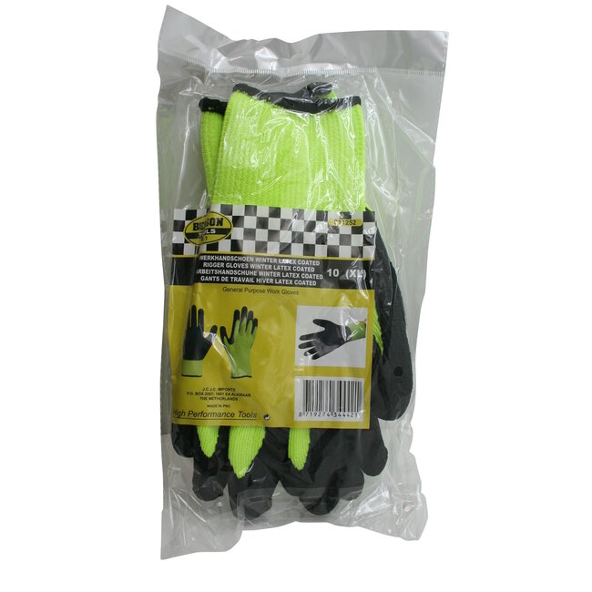 Benson Winterhandschoenen - Latex Grip - Gebreid - Neon Geel - XL
