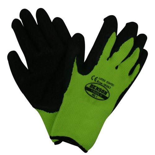 Benson Winterhandschoenen Latex Grip Gebreide Neon - Geel - XL - Maat 10 Benson Winterhandschoenen Latex Grip Gebreide Neon - Geel - XL - Maat 10