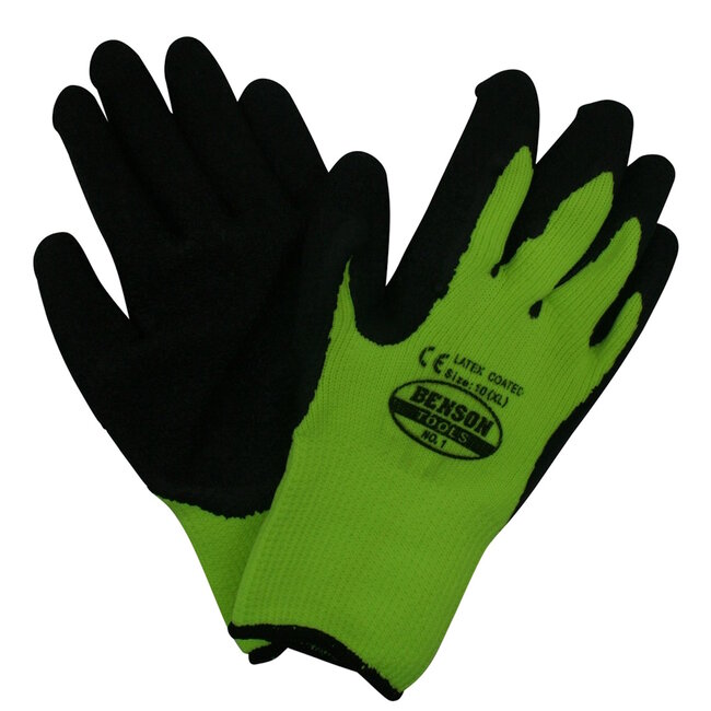 Benson Winterhandschoenen - Latex Grip - Gebreid - Neon Geel - XL