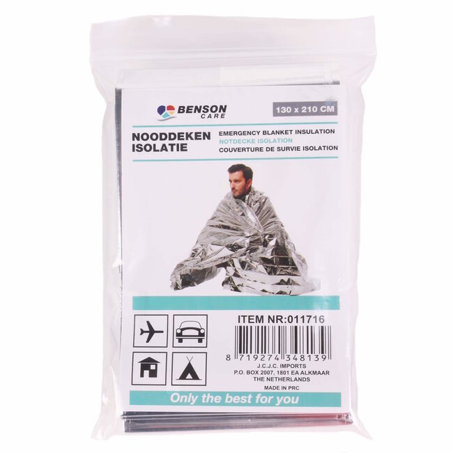 Benson Isolerende nooddeken - wind- en waterafstotend - 130 x 210 cm - compact en lichtgewicht