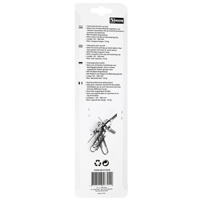 Hofftech Pick-up tool - magnetische kop - aluminium - uitschuifbaar - 460 mm