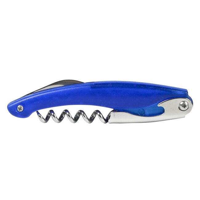 Benson Multifunctioneel kelnersmes - kurkentrekker en flessenopener - blauw - ergonomische grip