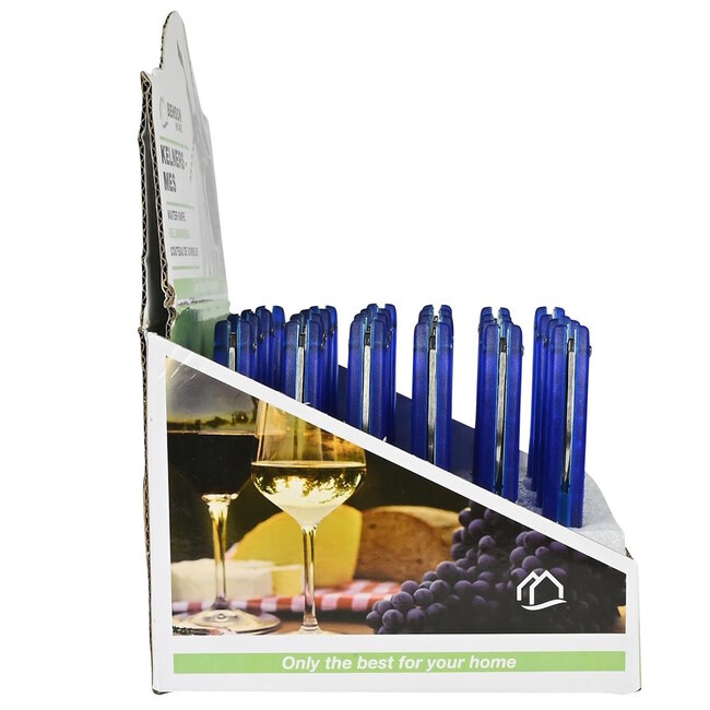 Benson Multifunctioneel kelnersmes - kurkentrekker en flessenopener - blauw - ergonomische grip