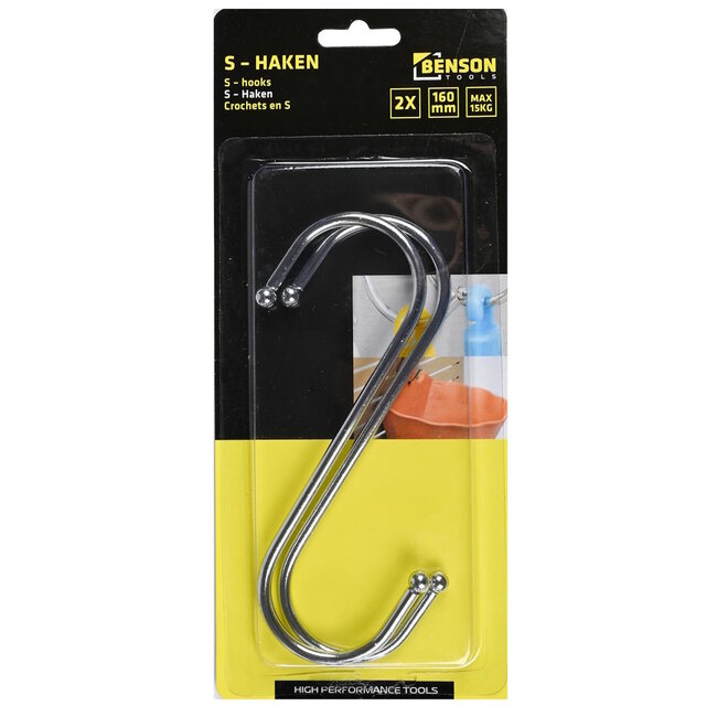 Benson S-haken - verzonken staal - bolvormige uiteindes - 160 mm - 2 stuks