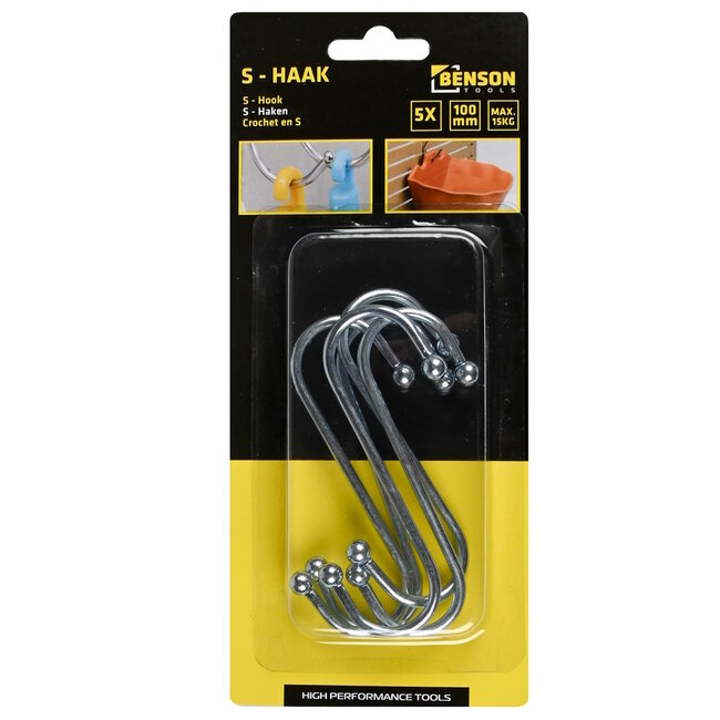 Benson S-haken - verzonken staal - 100 mm - 50 kg draagkracht - 5 stuks