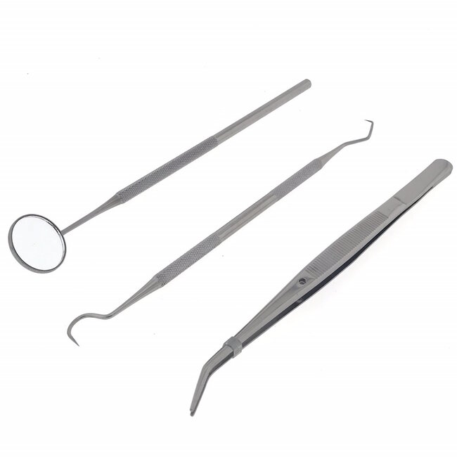 Hofftech Inspectieset - RVS - 3-delig - Telescopische spiegel, pincet en haak