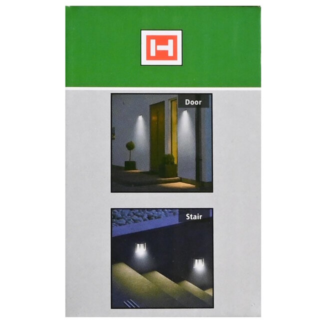 Hofftech Stijlvolle LED wandlamp - solar - RVS - IP44 - 10x5x8 cm