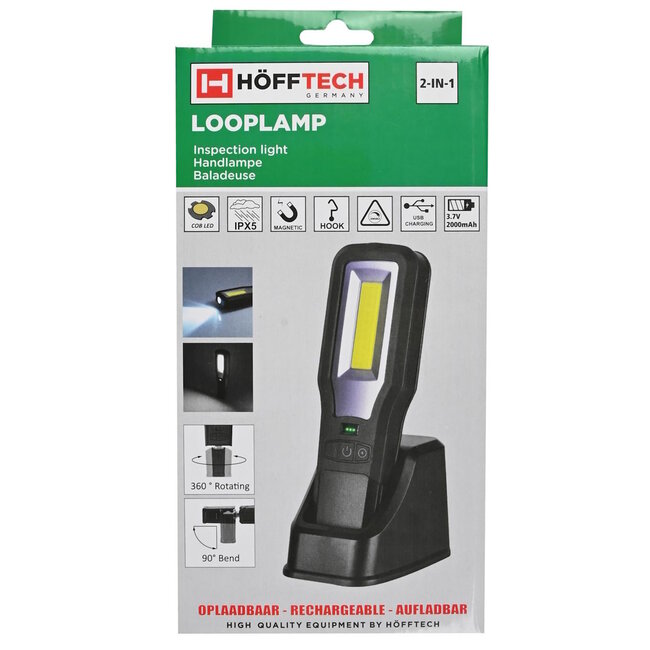 Hofftech Oplaadbare looplamp - hoge helderheid - 2 oplaadmethoden - 550/250 lumen - 2000 mAh