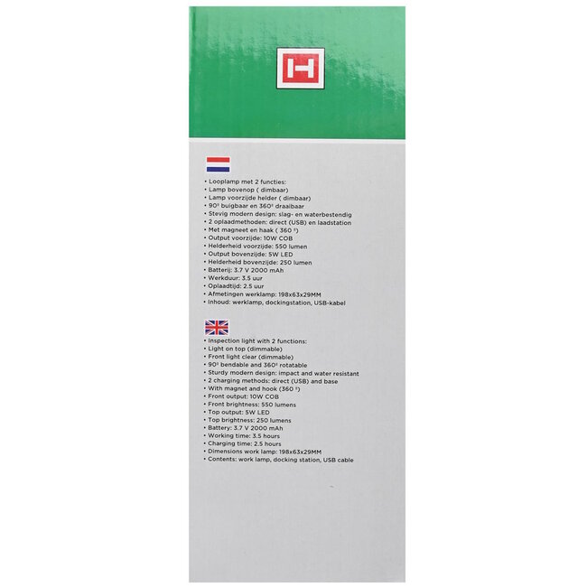 Hofftech Oplaadbare looplamp - hoge helderheid - 2 oplaadmethoden - 550/250 lumen - 2000 mAh