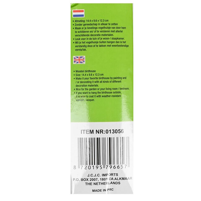Benson Houten vogelhuisje bouwpakket - creatief schilderen en decoreren - 11 x 10 x 12 cm