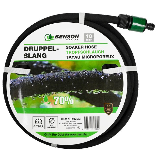 Benson Druppelslang - Waterbesparend - 10 meter - Inclusief koppelingen - Constante watertoevoer