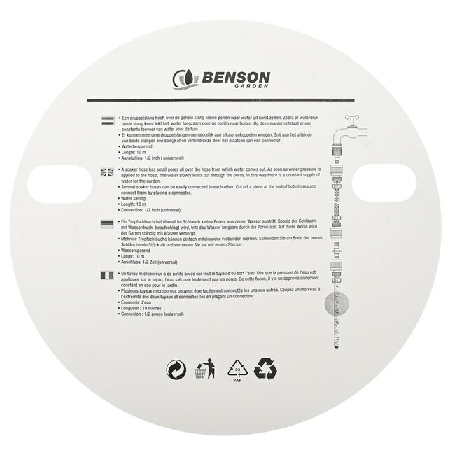 Benson Druppelslang - Waterbesparend - 10 meter - Inclusief koppelingen - Constante watertoevoer