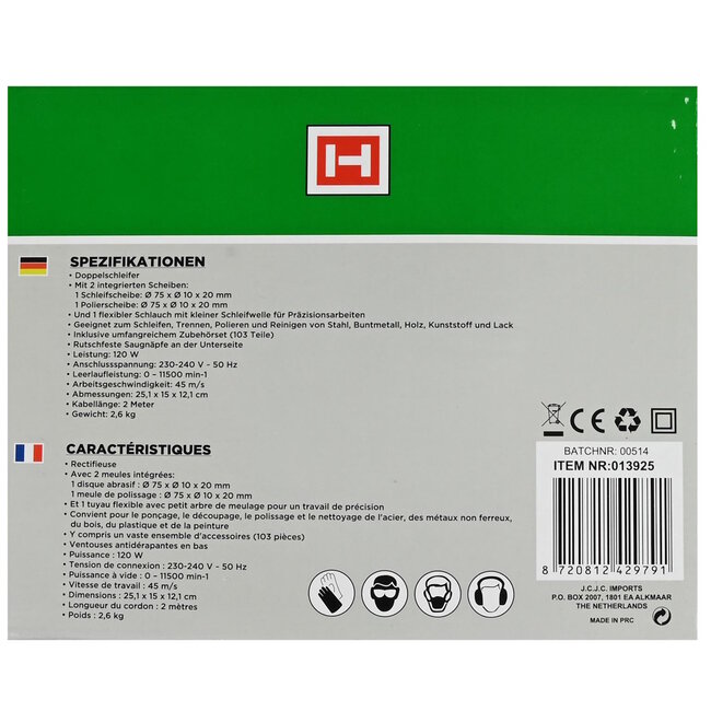 Hofftech Multifunctionele slijpmachine - dubbel schijf - 120W - 103-delige set - precisiewerk